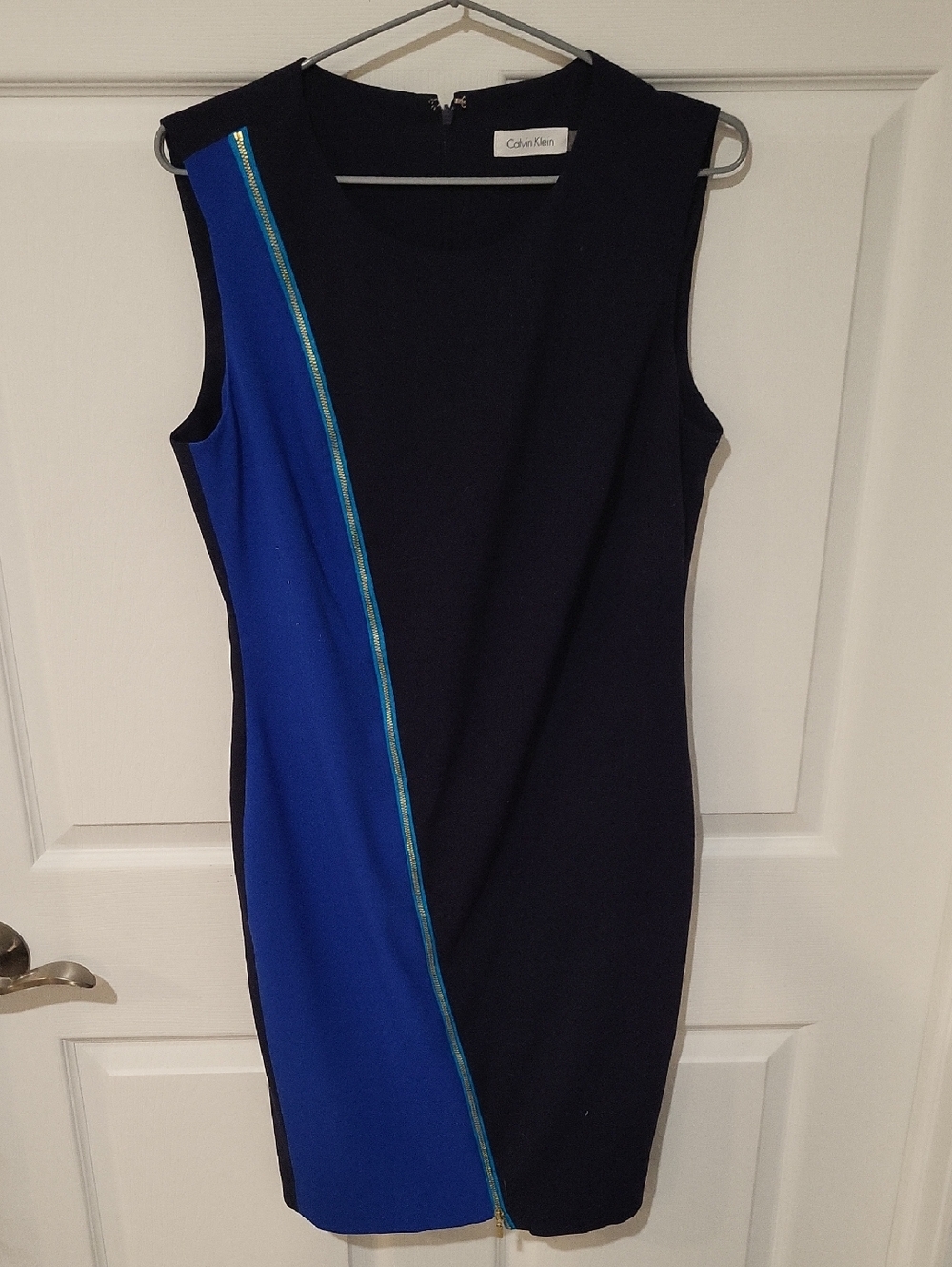Calvin Klein Navy Dress with Royal Blue Diagonal Panel